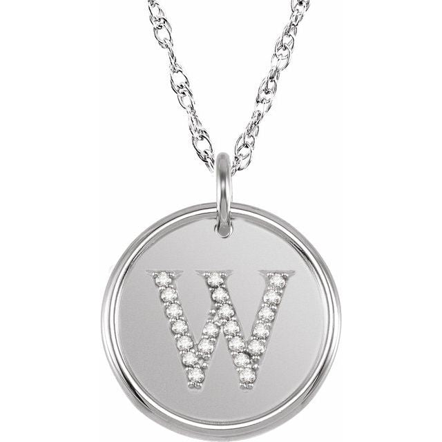 Sterling Silver 1/10 CTW Natural Diamond Posh Mommy? Initial W 18" Necklace