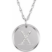 Sterling Silver .07 CTW Natural Diamond Posh Mommy? Initial X 18" Necklace