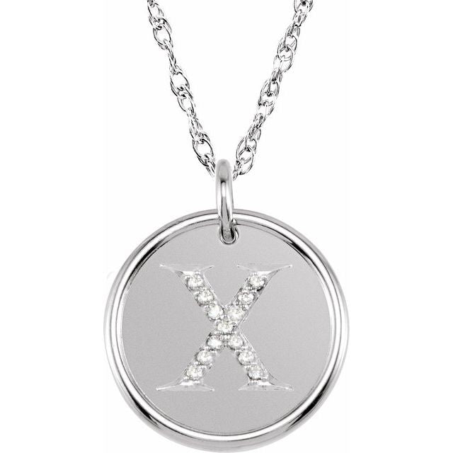 Sterling Silver .07 CTW Natural Diamond Posh Mommy? Initial X 18" Necklace