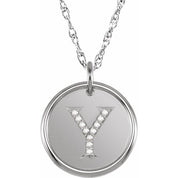 Sterling Silver .06 CTW Natural Diamond Posh Mommy? Initial Y 18" Necklace