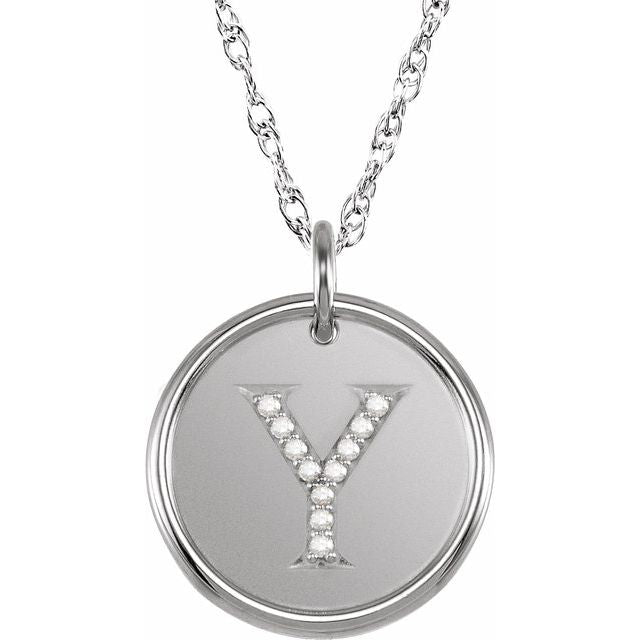 Sterling Silver .06 CTW Natural Diamond Posh Mommy? Initial Y 18" Necklace