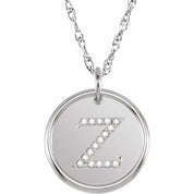 Sterling Silver .08 CTW Natural Diamond Posh Mommy? Initial Z 18" Necklace