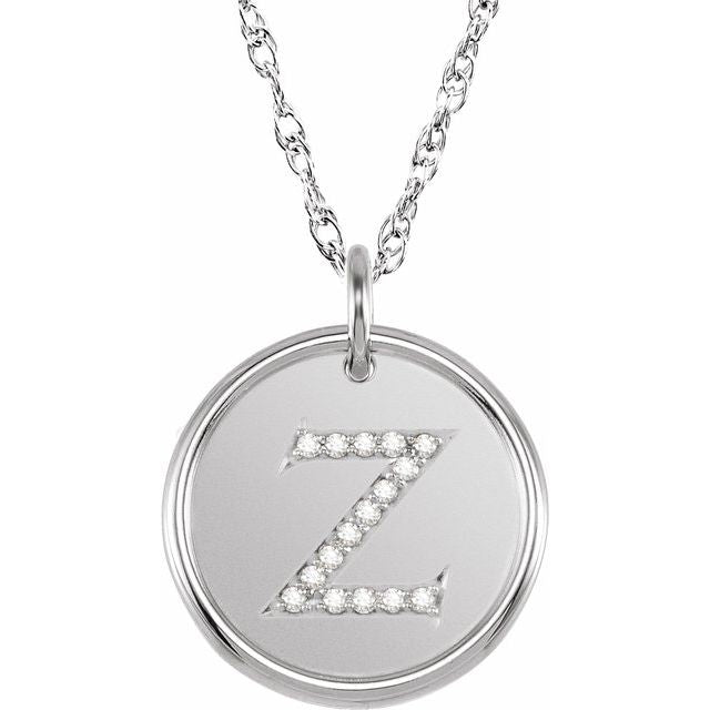Sterling Silver .08 CTW Natural Diamond Posh Mommy? Initial Z 18" Necklace