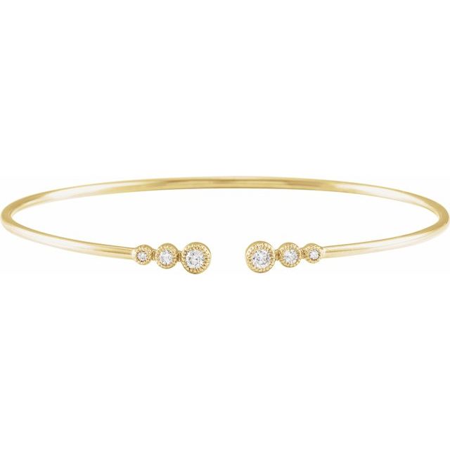 14K Yellow 1/4 CTW Natural Diamond Cuff 7" Bracelet