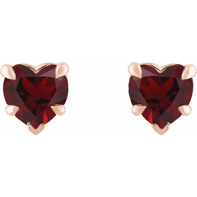 14K Rose Natural Mozambique Garnet Stud Earrings