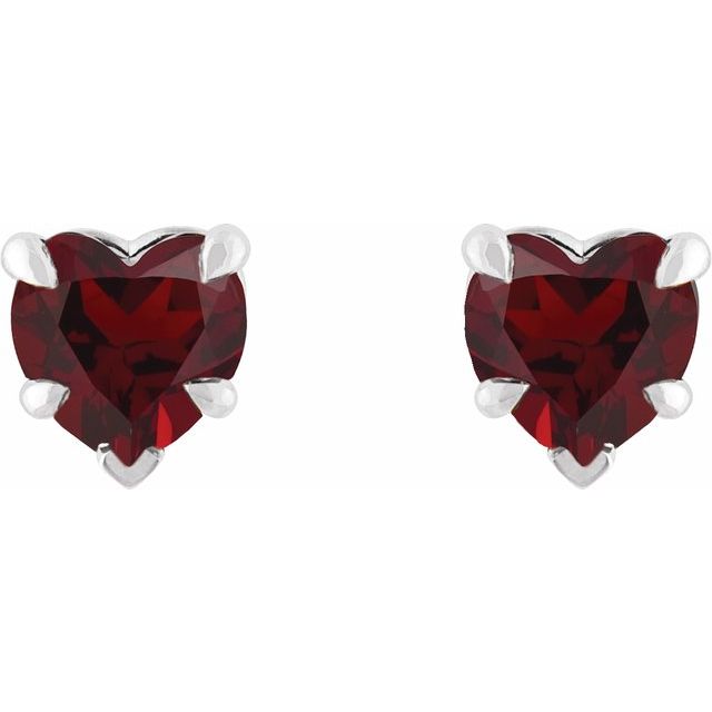Platinum Natural Mozambique Garnet Stud Earrings
