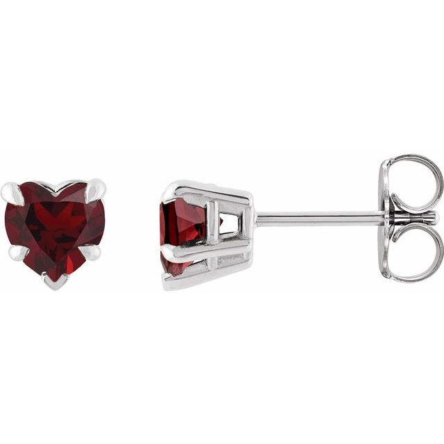 14K White Natural Mozambique Garnet Stud Earrings