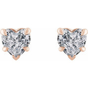 14K Rose Natural White Sapphire Stud Earrings