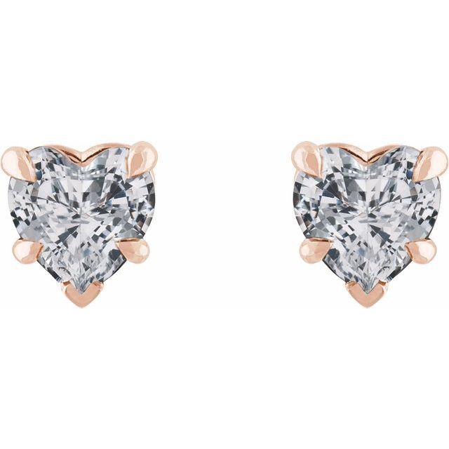 14K Rose Natural White Sapphire Stud Earrings
