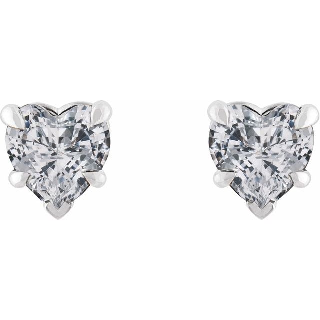 14K White Natural White Sapphire Stud Earrings