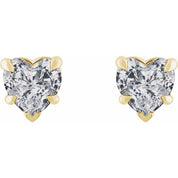 14K Yellow Natural White Sapphire Stud Earrings