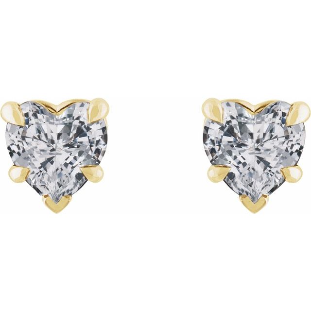 14K Yellow Natural White Sapphire Stud Earrings