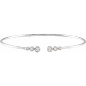 14K White 1/4 CTW Natural Diamond Cuff 7" Bracelet