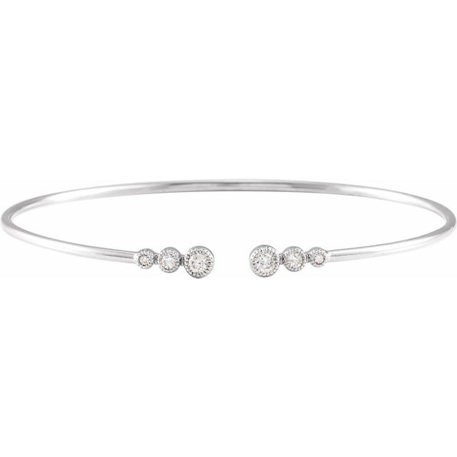 14K White 1/4 CTW Natural Diamond Cuff 7" Bracelet
