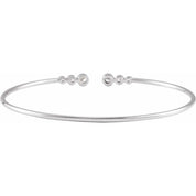 14K White 1/4 CTW Natural Diamond Cuff 7" Bracelet