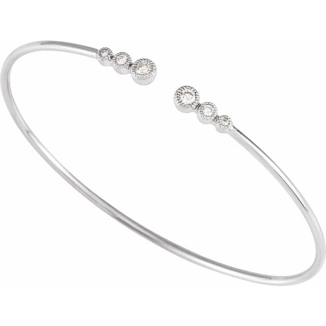 14K White 1/4 CTW Natural Diamond Cuff 7" Bracelet