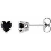 Platinum Natural Black Onyx Stud Earrings