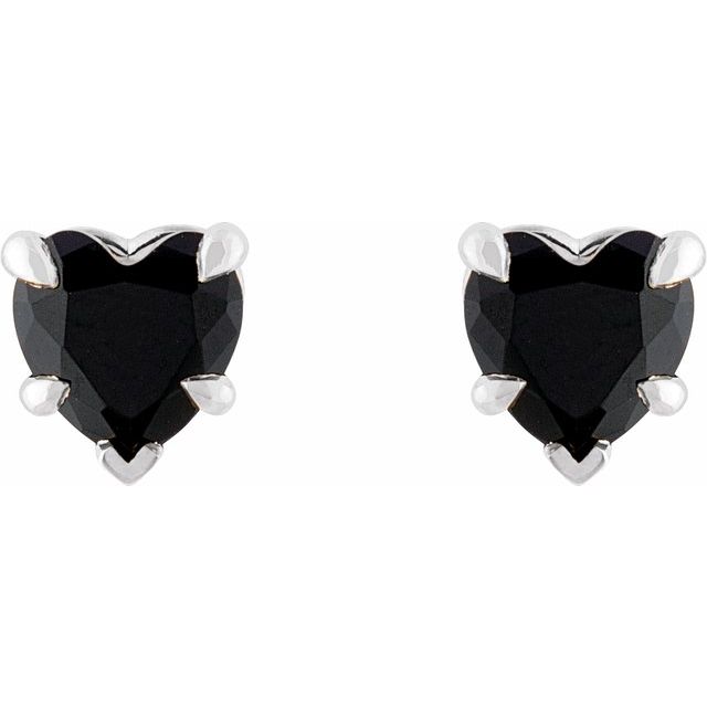 Platinum Natural Black Onyx Stud Earrings