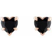 14K Rose Natural Black Onyx Stud Earrings