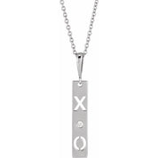 Platinum .0075 CT Natural Diamond XO Bar 16-18" Necklace
