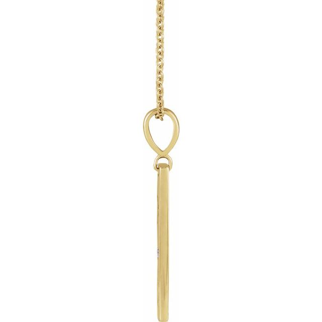 14K Yellow .0075 CT Natural Diamond XO Bar 16-18" Necklace