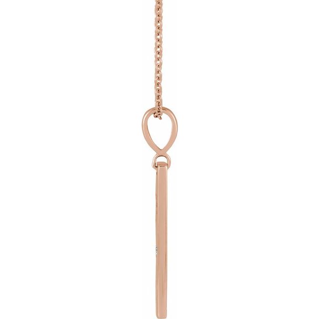 14K Rose .0075 CT Natural Diamond XO Bar 16-18" Necklace