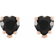 14K Rose Natural Black Onyx Stud Earrings