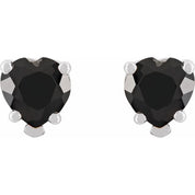 Platinum Natural Black Onyx Stud Earrings