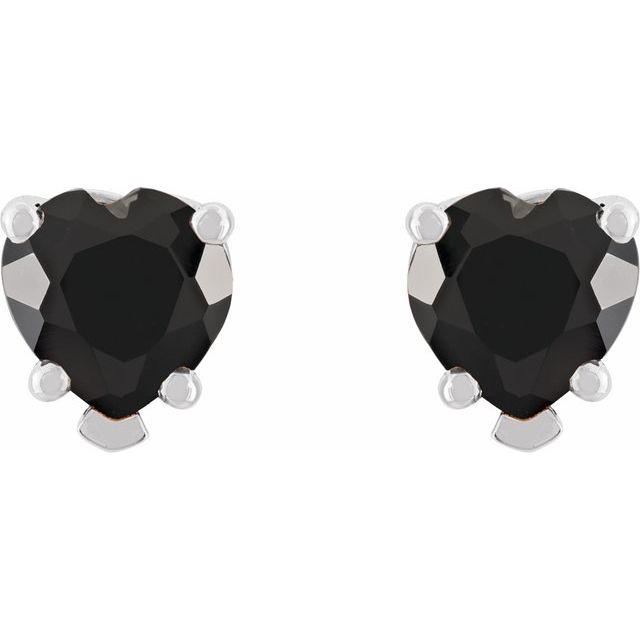 Platinum Natural Black Onyx Stud Earrings