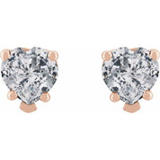 14K Rose Natural White Sapphire Stud Earrings