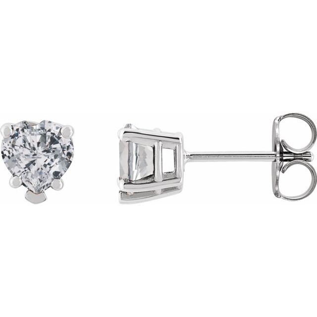 Platinum Natural White Sapphire Stud Earrings