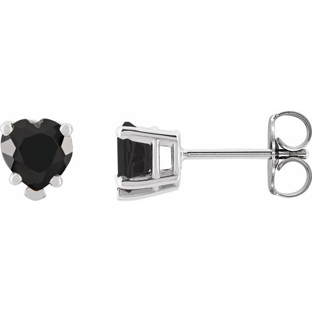 Sterling Silver Natural Black Onyx Stud Earrings