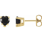 14K Yellow Natural Black Onyx Stud Earrings