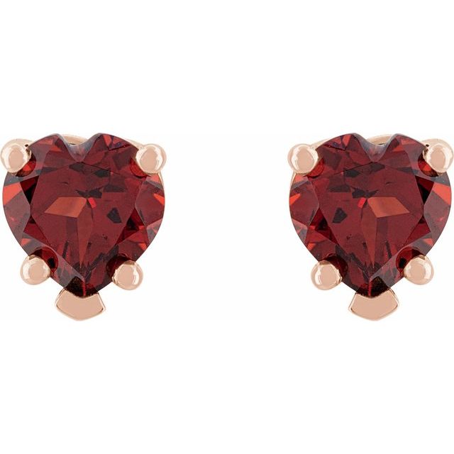 14K Rose Natural Mozambique Garnet Stud Earrings