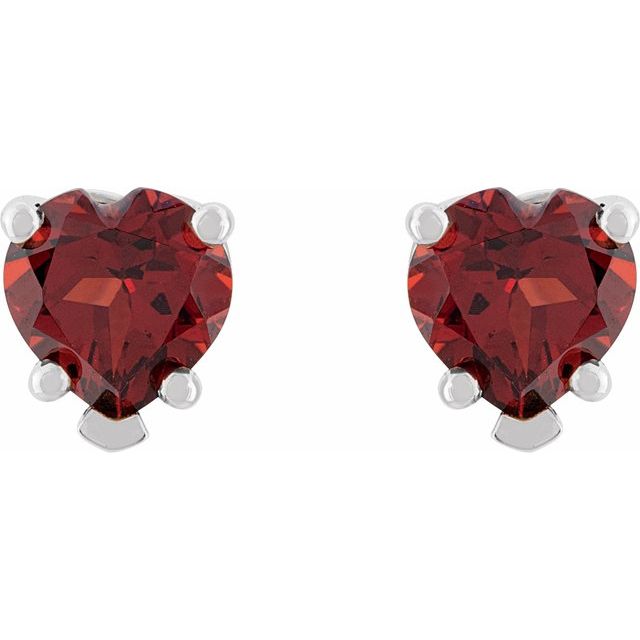 14K White Natural Mozambique Garnet Stud Earrings