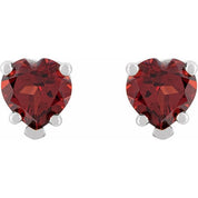 Platinum Natural Mozambique Garnet Stud Earrings