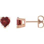 14K Rose Natural Mozambique Garnet Stud Earrings