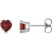 14K White Natural Mozambique Garnet Stud Earrings