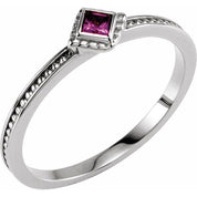 Sterling Silver Natural Amethyst Family Stackable Ring - 71520:6007:P