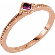 14K Rose Natural Amethyst Family Stackable Ring - Stylish Elegance by Your Brand