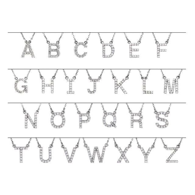 14K White 1/6 CTW Natural Diamond Initial B 16" Necklace