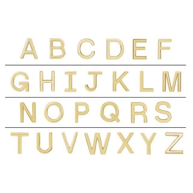 14K Yellow Single Initial R Earring