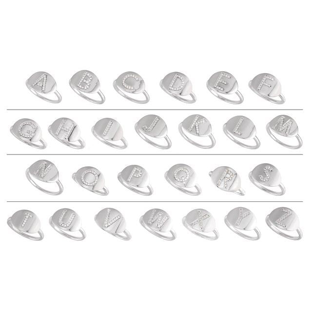 14K Yellow 1/10 CTW Natural Diamond Initial O Ring