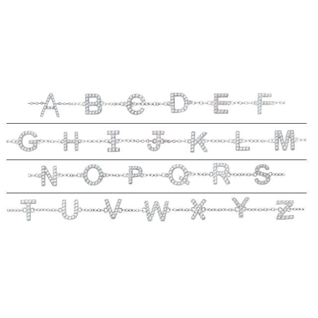 14K White 1/10 CTW Natural Diamond Initial A 6-7" Bracelet