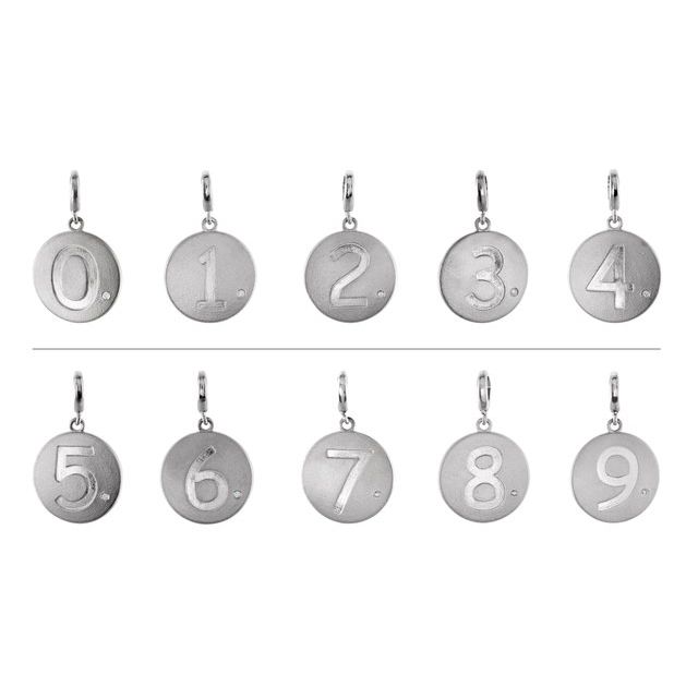 Sterling Silver .005 CT Natural Diamond Numeral 1 Charm