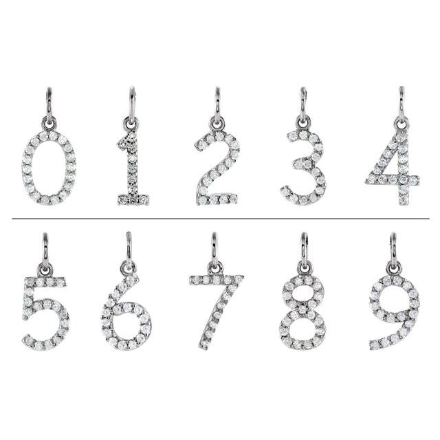 14K White .05 CTW Natural Diamond Numeral 7 Charm