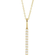 14K Yellow 1/6 CTW Natural Diamond Vertical Bar 16-18" Necklace