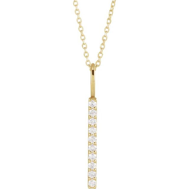 14K Yellow 1/6 CTW Natural Diamond Vertical Bar 16-18" Necklace