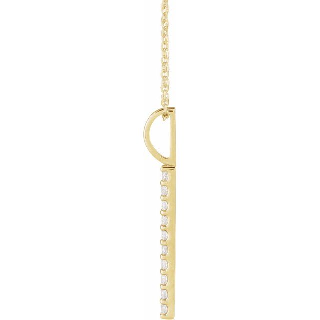 14K Yellow 1/6 CTW Natural Diamond Vertical Bar 16-18" Necklace