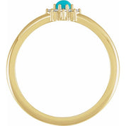 14K Yellow Natural Turquoise & .07 CTW Natural Diamond Halo-Style Ring